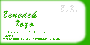 benedek kozo business card